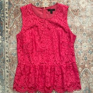 JCrew pink lace peplum top